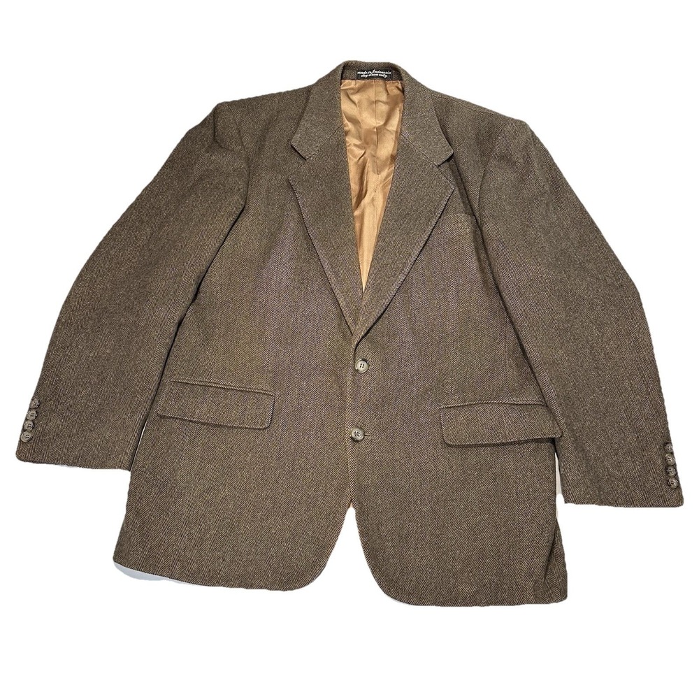 Van Jullen Brown CAMEL HAIR HERRINGBONE Sport Coat Blazer Jacket 40R Vintage